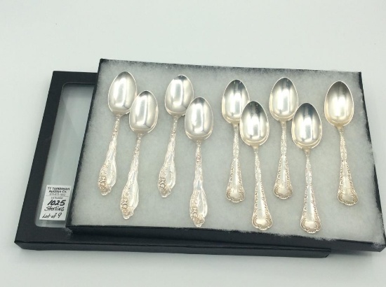 Lot of 9 Sterling Silver Spoons Including