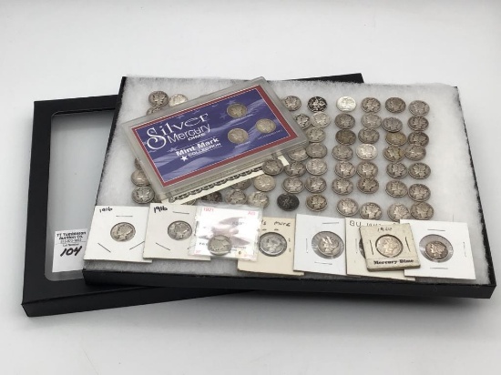 Collection of 96 Various Silver Mercury Dimes
