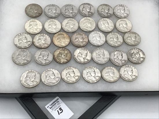 Collection of 32-1952  Ben Franklin Half Dollars