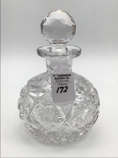 American Brillant Cut Glass Lg. Cologne Bottle