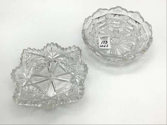 Lot of 2 Sm. Cut Glass Dishes Including