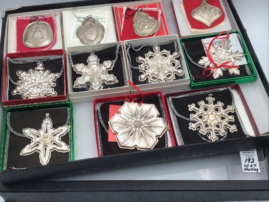 Lot of 11 Sterling Silver Christmas Ornaments