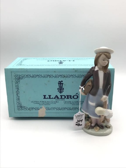Lladro Autumn School Girl Holding Doll #5218