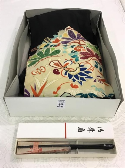 Vintage Kimono & Folding Fan