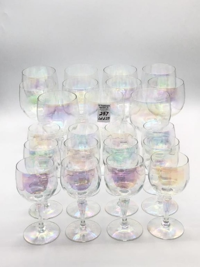 Lot of 23 Irridescent Stemware Including
