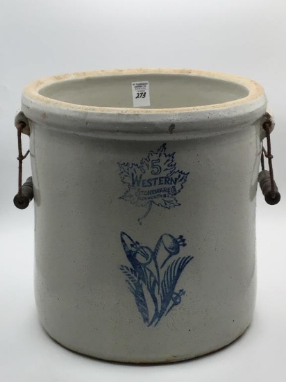 5 Gal Stoneware Crock-Front Marked Western