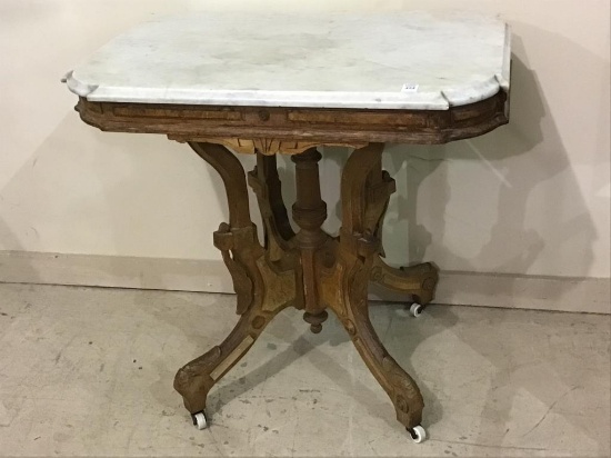 White Marble Top Victorian Marble Top Table