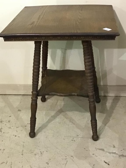 Antique Square Lamp Table w/ Lower Shelf