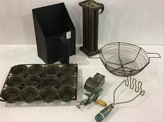 Group Including Candle Mold, Metal Scoop,