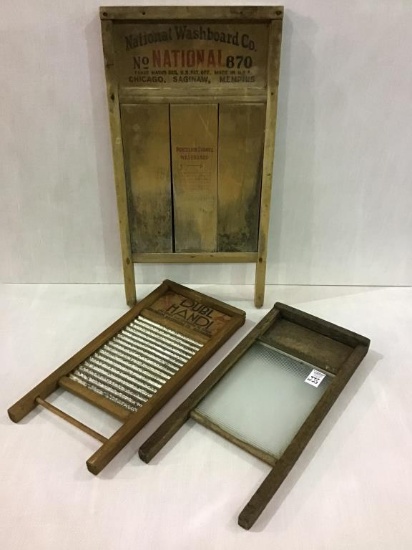 Lot of 3 Various Size Washboards Including One