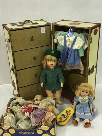 Vintage Doll Collection w/ Doll Travel Trunk
