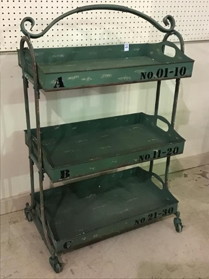 Contemp. Metal Rolling Stand w/ 3 Tray Design
