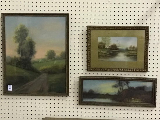 Lot of 3 Framed Antique Landscape Pictures