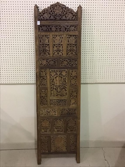 Very Ornate Wood Carved 4 Panel Folding Screen
