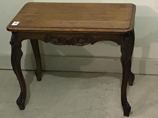 Sm. Ornate Carved Leg Sm. Wood Side Table