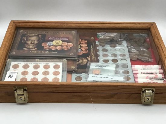 Collection of Coins Including 140 Wheat Pennies,