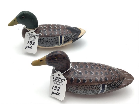Pair of Very Nice Unknown Miniature Mallards-1940s