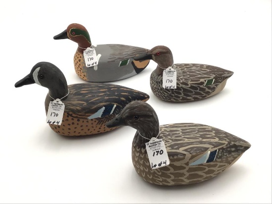 Lot of 4 Sm. Decoys Including Pair of Bluewing