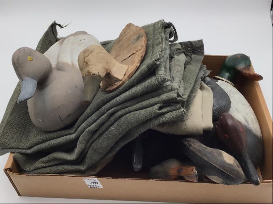 Lg. Group Including Various Decoys, Duck Heads &