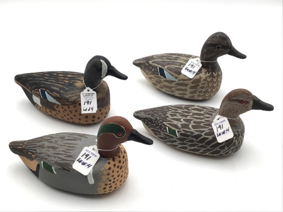 Lot of 4 Sm. Decoys Including Pair of Blue Wing