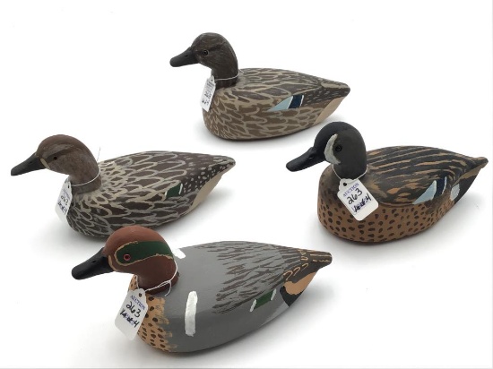 Lot of 4 Sm. Decoys Including Pair of Bluewing