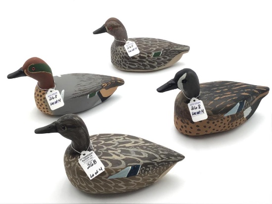 Lot of 4 Sm. Decoys Including Pair of Bluewing