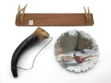 Lot of 3 Including Wall Hanging Antler Design Wood