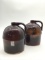 Lot of 2 Brown Peoria Pottery Crock Jugs