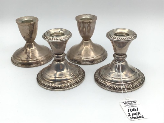 2 Pair of Sterling Silver Weighted Candlesticks