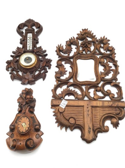 Lot of 3 European Wood Carved Pieces