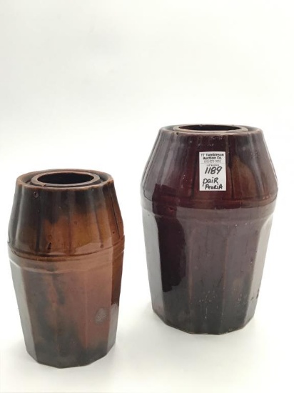 Pair of Peoria Pottery Stoneware Canning Jars