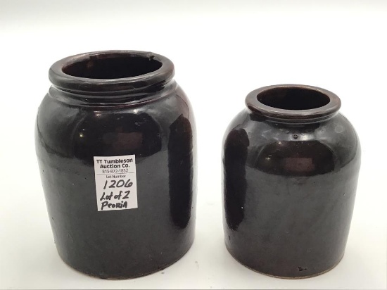 Lot of 2 Bottom Marked Peoria Pottery Jars-