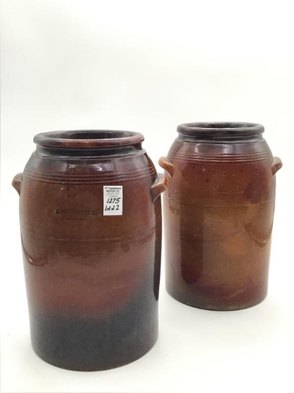 Pair of Brown 2 Gal Churns Including