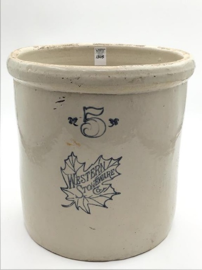 5 Gal Crock Front Marked Western Stoneware Co.