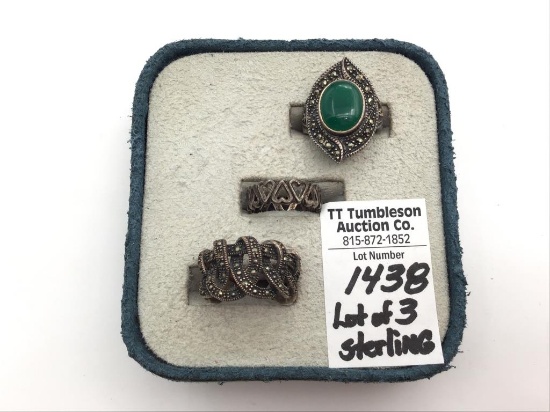 Lot of 3 Sterling Silver Rings Including