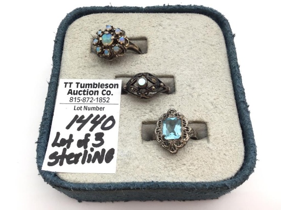 Lot of 3 Sterling Silver Rings Including