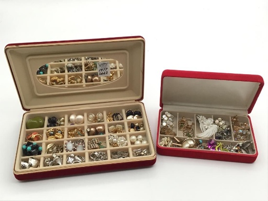 2 Jewelry Boxes of Various Earrings