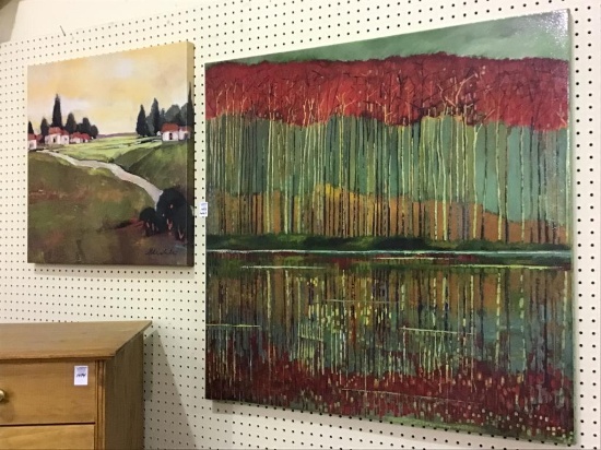 Lot of 2 Lg. Contemp. Framed Paintings