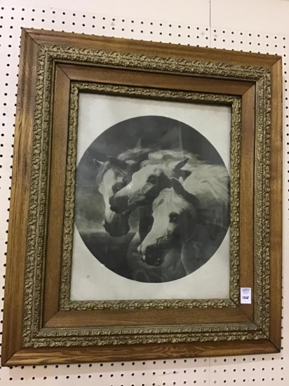 Antique Framed Phoroah's Horse Picture