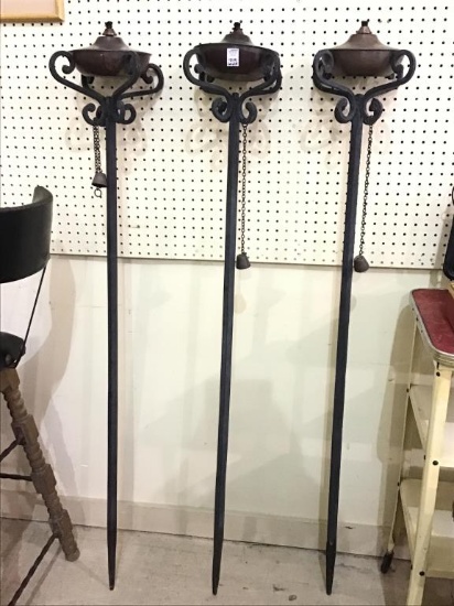 Lot of 3 Heavy Iron Yard Stakes w/