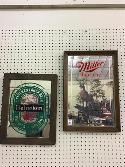 Lot of 2 Contemp. Beer Adv. Mirrors Including