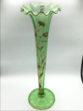 Beautiful Tall Ruffled Edge Green Moser