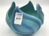 Van Briggle Art Pottery Turquoise Swirl Leaf Bowl