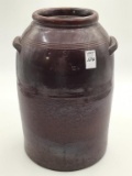 3 Gal Brown Pottery Churn Front Marked