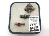 Lot of 3 Sterling Silver Rings Including