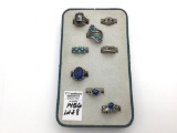 Lot of 8 Various Ladies Costume Rings-