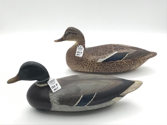 Pair of Perdew Mallard Decoys-Repainted by Ken
