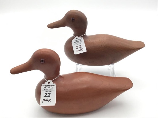Pair of Natural Finish Wood Vanished Decoys