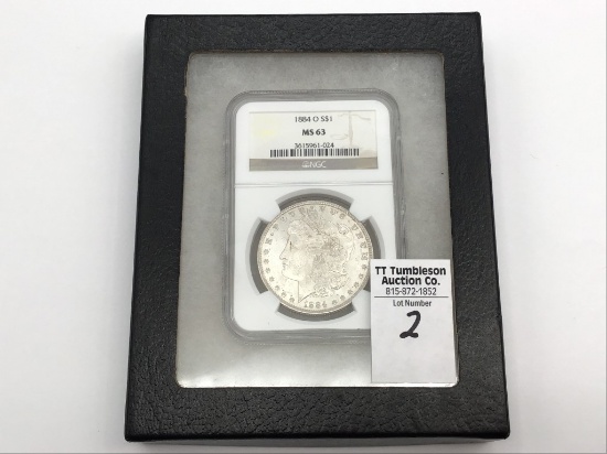 Graded 1884O MS63 Morgan Silver Dollar by NGC