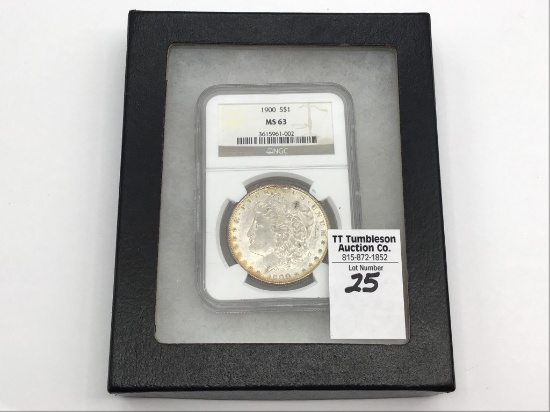 Graded 1900 MS63  Morgan Silver Dollar by NGC